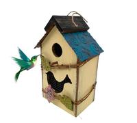 Decorative Wooden Bird House, Suitable for Decoration Purposes, 16.5 x 10 x 26 cm (Height), Bird House for Standing, Hanging, Pink/Yellow/Blue/Green/Light Green