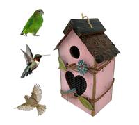 Decorative Wooden Bird House, Suitable for Decoration Purposes, 16.5 x 10 x 26 cm (Height), Bird House for Standing, Hanging, Pink/Yellow/Blue/Green/Light Green