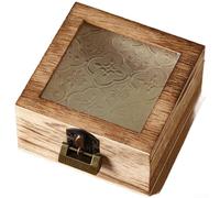 Decorative Wooden Box with Glass Front Begonia Design Safe (A)