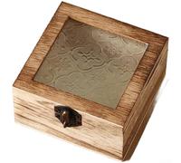 Decorative Wooden Box with Glass Front Begonia Design Safe (A)