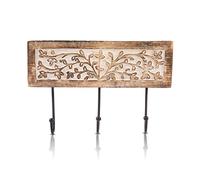 Decorative Wooden & Cast Iron Vintage Rustic Coat Hanger Wall Mounted Jacket Robe Towel Door Hook Rack Holder Rail For Hallway Living Room Entryway Bathroom Bedroom Home Decor Accents