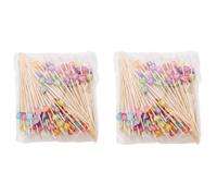 Decorative Wooden Cocktail Picks - 100-Count - Multi-Color Acrylic Pearls, Suitable for Party Platters and Deli Food Displays (Multicolor,200)