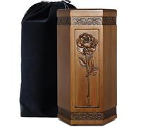 Decorative Wooden Cremation Urn, Rose Floral Design, for Burial or Cremation