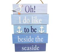 Decorative Wooden Nautical Plaque Hanging Sign Beside the Seaside 40cm x 30cm