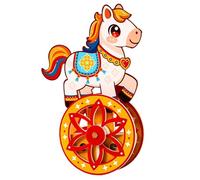 Decorative Wooden Rocking Horse - Self Base Assembly Rocking Intelligence Game - Construction Puzzle Kit for Adults | for Interactive Play Pastime Men Teens