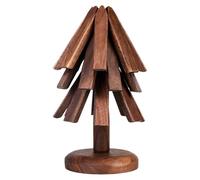 Decorative Wooden Trivets - Tree Shape Hot Dish Roller Coaster, Heat Resistant Protector | Rustic Style Natural Wood Holder, Kitchen Dining Table Trivet with Unique Carved Design for Pots Pans