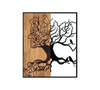 Decorative Wooden Wall Accessory, Black & Walnut, 49 x 3 x 58 cm, 50% Wood (3 cm) & 50% Metal (1.5 mm), Unique Design for Stylish Home Decor