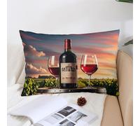 Decorative Wooden Wine Barrel Lumbar Throw Pillow Covers 12 "x20 " with Hidden Zipper Outdoor Couch Pillow Cases for Sofa Bed Living Room Garden Plush Pillowcase Farmhouse Cushion Case Home Decor