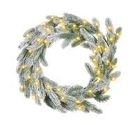 Beliani Snowy Christmas Wreath Led Albini 45 Cm Green