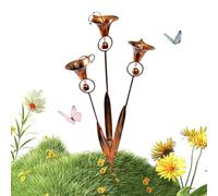 Decorative Yard Stake for Handcrafted Copper Art, Calla Lily Garden Decor | Three Lilies with Bells | Metal, Weather-Resistant, Whimsical Chime, Enchanted Path & Patio, Storybook Garden