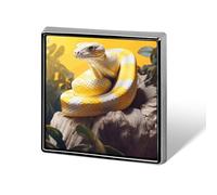 Decorative Yellow And White Python Brooch Pin Fashion Lapel Pins for Women Men Lapel Badge Funny Brooches for Suits Clothing Jackets Hats Backpacks Purses Bag Accessories-Square