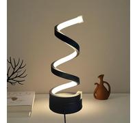 DecorativeBlack Table Lamp, Miniature Nightstand Lamp, 3 Colors Temperature Dimmable LED Modern Spiral Style for Modern Bedroom, Living Room and Office Lighting and Decoration Curved Art (Black)