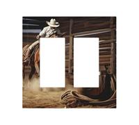 Decorator Double Toggle Light Switch Covers American West Rodeo Wall Plate 2-Gang Mid Size 5" x 4.9" Double Toggle Switch Wallplate Decorative 2 Gang Wall Switch Plate Covers