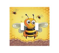 Decorator Double Toggle Light Switch Covers Bee on the square Wall Plate 2-Gang Mid Size 5" x 4.9" Double Toggle Switch Wallplate Decorative 2 Gang Wall Switch Plate Covers