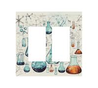 Decorator Double Toggle Light Switch Covers Chemistry Print Wall Plate 2-Gang Mid Size 5" x 4.9" Double Toggle Switch Wallplate Decorative 2 Gang Wall Switch Plate Covers