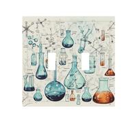 Decorator Double Toggle Light Switch Covers Chemistry Print Wall Plate 2-Gang Mid Size 5" x 4.9" Double Toggle Switch Wallplate Decorative 2 Gang Wall Switch Plate Covers