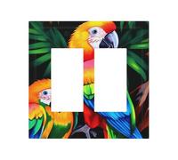 Decorator Double Toggle Light Switch Covers Colored Parrot Wall Plate 2-Gang Mid Size 5" x 4.9" Double Toggle Switch Wallplate Decorative 2 Gang Wall Switch Plate Covers