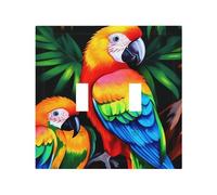 Decorator Double Toggle Light Switch Covers Colored Parrot Wall Plate 2-Gang Mid Size 5" x 4.9" Double Toggle Switch Wallplate Decorative 2 Gang Wall Switch Plate Covers
