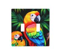 Decorator Double Toggle Light Switch Covers Colored Parrot Wall Plate 2-Gang Standard Size 4.5" x 4.5" Double Toggle Switch Wallplate Decorative 2 Gang Wall Switch Plate Covers