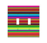 Decorator Double Toggle Light Switch Covers Colorful Mexican Stripes Wall Plate 2-Gang Mid Size 5" x 4.9" Double Toggle Switch Wallplate Decorative 2 Gang Wall Switch Plate Covers