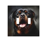 Decorator Double Toggle Light Switch Covers Cool Rottweiler Dog Art Wall Plate 2-Gang Mid Size 5" x 4.9" Double Toggle Switch Wallplate Decorative 2 Gang Wall Switch Plate Covers