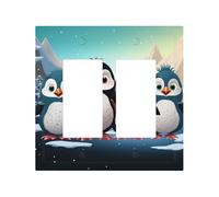 Decorator Double Toggle Light Switch Covers Five cute penguins Wall Plate 2-Gang Mid Size 5" x 4.9" Double Toggle Switch Wallplate Decorative 2 Gang Wall Switch Plate Covers