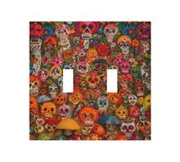 Decorator Double Toggle Light Switch Covers Mexican folk art Wall Plate 2-Gang Mid Size 5" x 4.9" Double Toggle Switch Wallplate Decorative 2 Gang Wall Switch Plate Covers