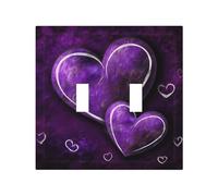 Decorator Double Toggle Light Switch Covers Purple Hearts Wall Plate 2-Gang Mid Size 5" x 4.9" Double Toggle Switch Wallplate Decorative 2 Gang Wall Switch Plate Covers