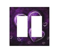 Decorator Double Toggle Light Switch Covers Purple Hearts Wall Plate 2-Gang Mid Size 5" x 4.9" Double Toggle Switch Wallplate Decorative 2 Gang Wall Switch Plate Covers
