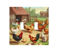 Decorator Double Toggle Light Switch Covers Roast Chicken Hen Farm Wall Plate 2-Gang Mid Size 5" x 4.9" Double Toggle Switch Wallplate Decorative 2 Gang Wall Switch Plate Covers