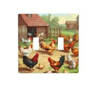 Decorator Double Toggle Light Switch Covers Roast Chicken Hen Farm Wall Plate 2-Gang Standard Size 4.5" x 4.5" Double Toggle Switch Wallplate Decorative 2 Gang Wall Switch Plate Covers