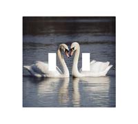 Decorator Double Toggle Light Switch Covers Romantic White Swan Wall Plate 2-Gang Mid Size 5" x 4.9" Double Toggle Switch Wallplate Decorative 2 Gang Wall Switch Plate Covers