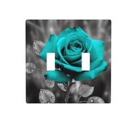 Decorator Double Toggle Light Switch Covers Teal Grey Rose Wall Plate 2-Gang Standard Size 4.5" x 4.5" Double Toggle Switch Wallplate Decorative 2 Gang Wall Switch Plate Covers