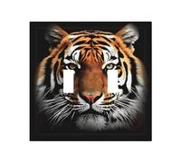 Decorator Double Toggle Light Switch Covers Tiger Face Wall Plate 2-Gang Mid Size 5" x 4.9" Double Toggle Switch Wallplate Decorative 2 Gang Wall Switch Plate Covers