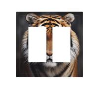 Decorator Double Toggle Light Switch Covers Tiger Wall Plate 2-Gang Mid Size 5" x 4.9" Double Toggle Switch Wallplate Decorative 2 Gang Wall Switch Plate Covers