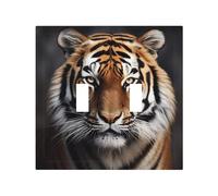 Decorator Double Toggle Light Switch Covers Tiger Wall Plate 2-Gang Mid Size 5" x 4.9" Double Toggle Switch Wallplate Decorative 2 Gang Wall Switch Plate Covers