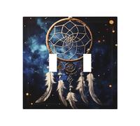 Decorator Double Toggle Light Switch Covers White fantasy dream catcher Wall Plate 2-Gang Mid Size 5" x 4.9" Double Toggle Switch Wallplate Decorative 2 Gang Wall Switch Plate Covers