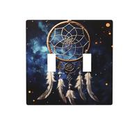 Decorator Double Toggle Light Switch Covers White fantasy dream catcher Wall Plate 2-Gang Standard Size 4.5" x 4.5" Double Toggle Switch Wallplate Decorative 2 Gang Wall Switch Plate Covers