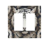 Decorator Double Toggle Light Switch Covers White tiger head pattern Wall Plate 2-Gang Mid Size 5" x 4.9" Double Toggle Switch Wallplate Decorative 2 Gang Wall Switch Plate Covers