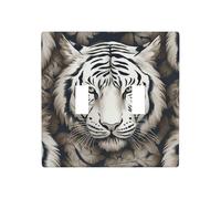 Decorator Double Toggle Light Switch Covers White tiger head pattern Wall Plate 2-Gang Standard Size 4.5" x 4.5" Double Toggle Switch Wallplate Decorative 2 Gang Wall Switch Plate Covers