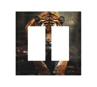 Decorator Double Toggle Light Switch Covers Wild Animals Tiger Wall Plate 2-Gang Mid Size 5" x 4.9" Double Toggle Switch Wallplate Decorative 2 Gang Wall Switch Plate Covers