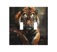 Decorator Double Toggle Light Switch Covers Wild Animals Tiger Wall Plate 2-Gang Mid Size 5" x 4.9" Double Toggle Switch Wallplate Decorative 2 Gang Wall Switch Plate Covers