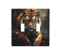 Decorator Double Toggle Light Switch Covers Wild Animals Tiger Wall Plate 2-Gang Standard Size 4.5" x 4.5" Double Toggle Switch Wallplate Decorative 2 Gang Wall Switch Plate Covers