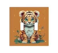 Decorator Double Toggle Light Switch Covers Year of the tiger funny tiger Wall Plate 2-Gang Mid Size 5" x 4.9" Double Toggle Switch Wallplate Decorative 2 Gang Wall Switch Plate Covers