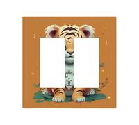 Decorator Double Toggle Light Switch Covers Year of the tiger funny tiger Wall Plate 2-Gang Mid Size 5" x 4.9" Double Toggle Switch Wallplate Decorative 2 Gang Wall Switch Plate Covers