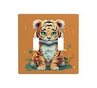 Decorator Double Toggle Light Switch Covers Year of the tiger funny tiger Wall Plate 2-Gang Standard Size 4.5" x 4.5" Double Toggle Switch Wallplate Decorative 2 Gang Wall Switch Plate Covers