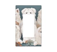 Decorator Light Switch Covers 1 Gang Wall Plate Single Gang Receptacle Outlet Covers Little White Dogs Pattern Wallplates for Electrical Outlets Plug Cover Standard Size Switch Plates Socket Cover