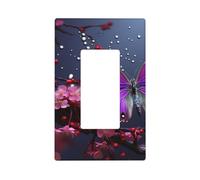 Decorator Light Switch Covers 1 Gang Wall Plate Single Gang Receptacle Outlet Covers Purple plum butterfly Wallplates for Electrical Outlets Plug Cover Standard Size Switch Plates Socket Cover