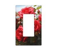 Decorator Light Switch Covers 1 Gang Wall Plate Single Gang Receptacle Outlet Covers Red Roses Bush in The Garden Wallplates for Electrical Outlets Plug Cover Standard Size Switch Plates Socket Cover