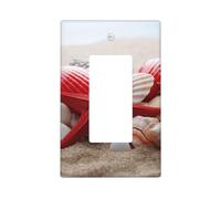 Decorator Light Switch Covers 1 Gang Wall Plate Single Gang Receptacle Outlet Covers Red Starfish Seashells Wallplates for Electrical Outlets Plug Cover Standard Size Switch Plates Socket Cover